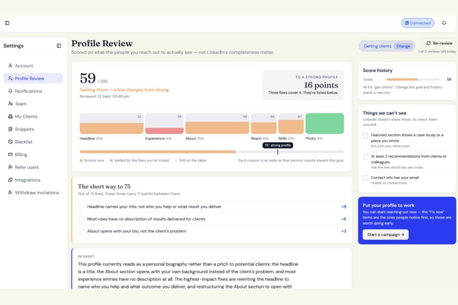 Profile Review: make your LinkedIn profile work for your goal screenshot