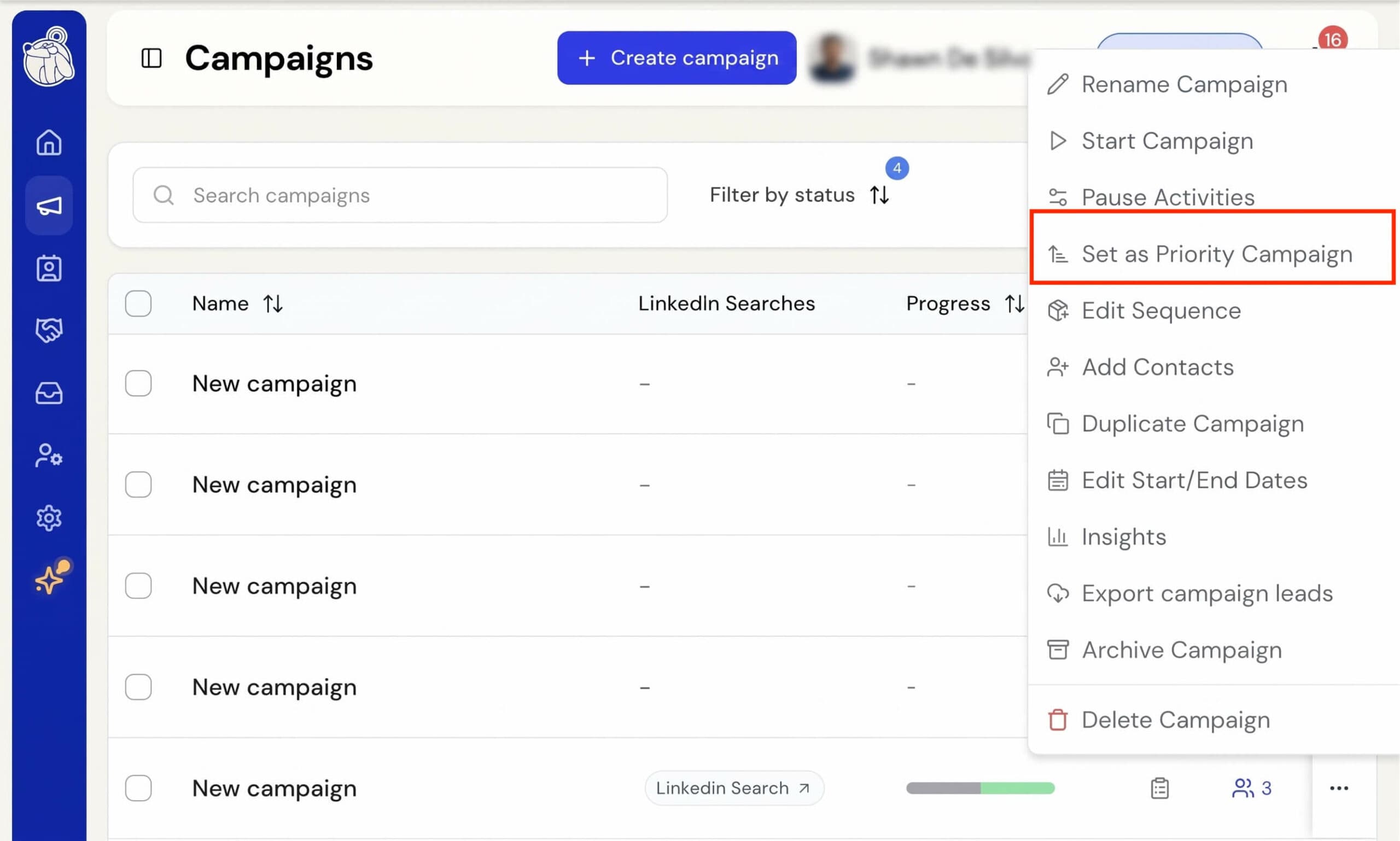 You Can Now Prioritize A Campaign screenshot