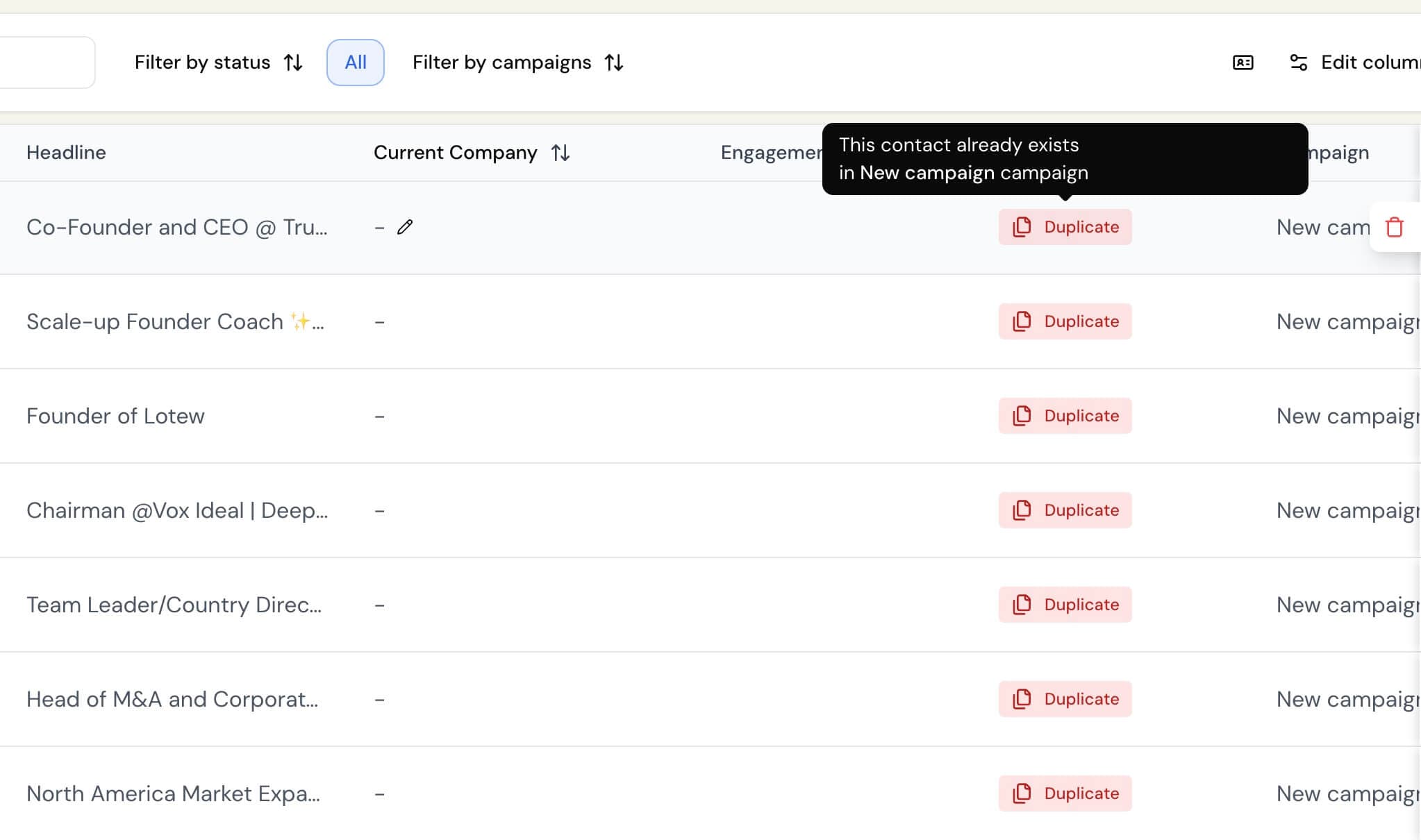 Duplicate Badge Now Shows Which Campaign A Contact Already Belongs To screenshot