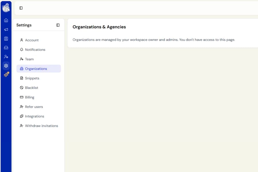 Organizations settings are now limited to owners and admins screenshot