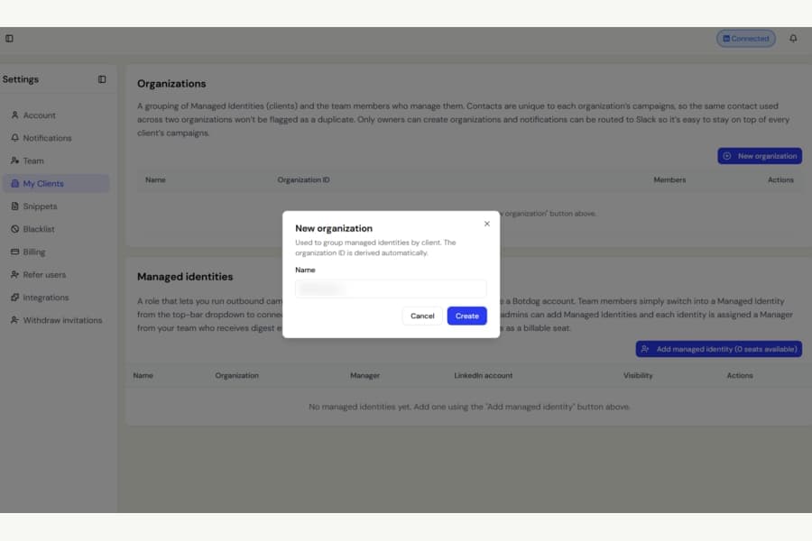 Setting up your first client is now one journey instead of three screenshot